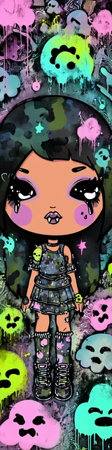 Free kawaii bookmark featuring a dripping ghost vampire girl